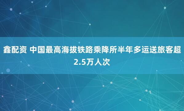 鑫配资 中国最高海拔铁路乘降所半年多运送旅客超2.5万人次
